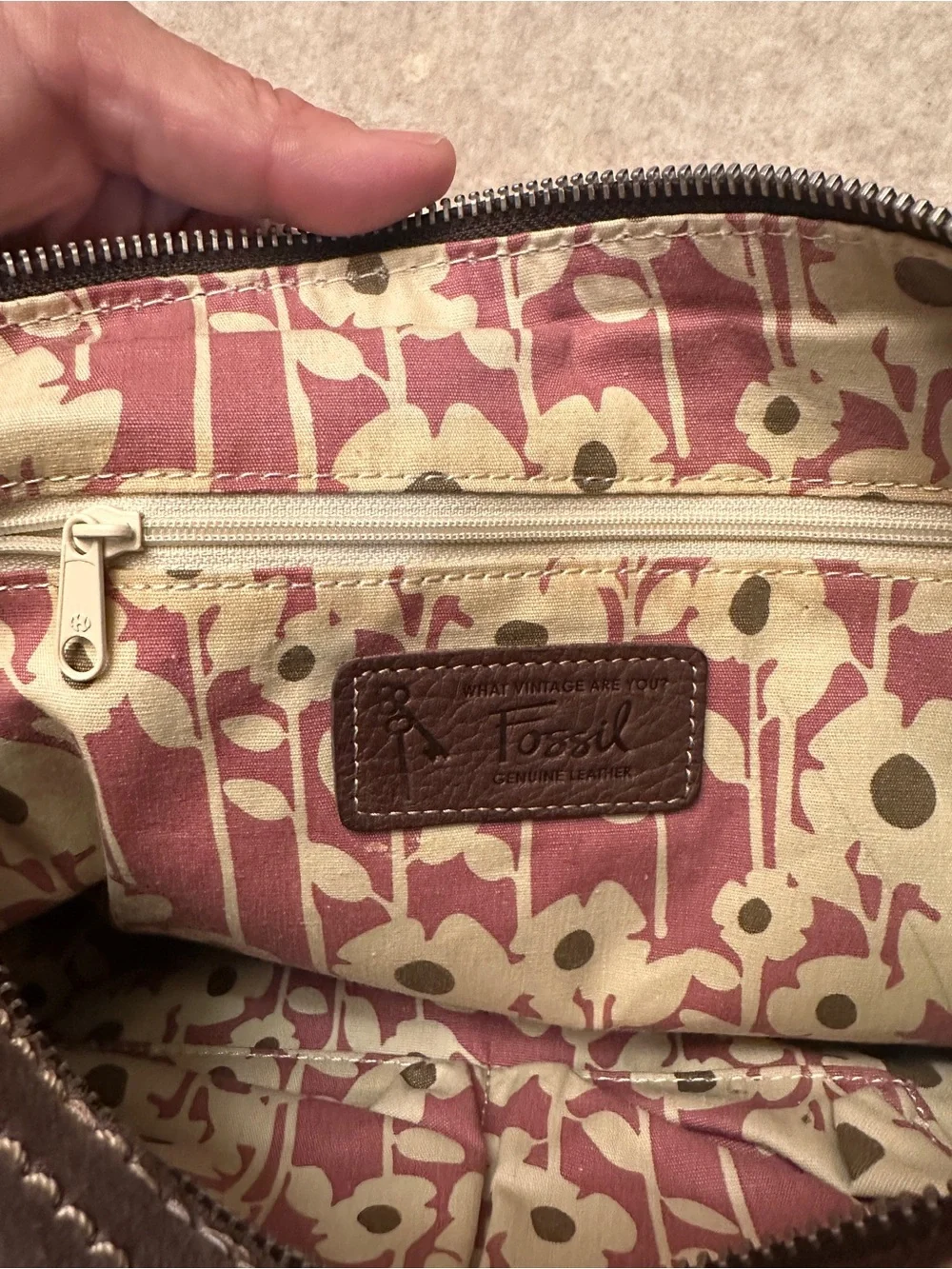 Fossil Vintage Y2K Brown Leather Suede Hobo Shoulder Bag Purse